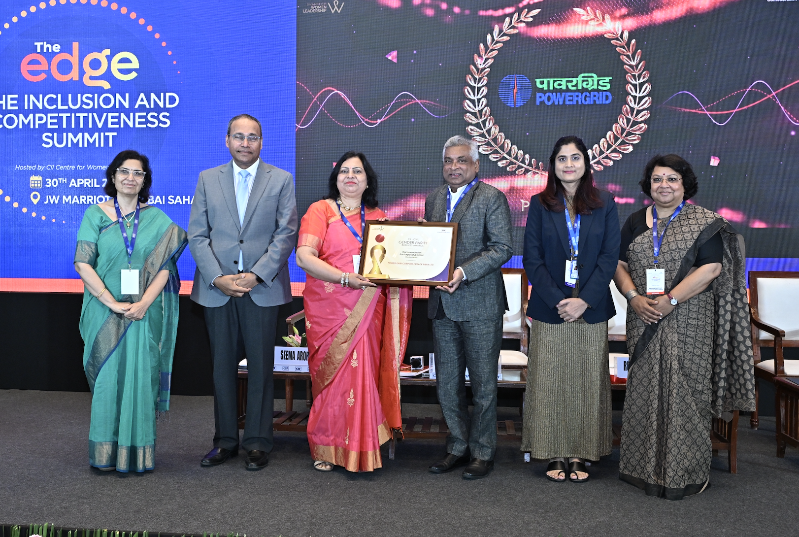 POWERGRID awarded with CII-CWL Gender Parity Business Award